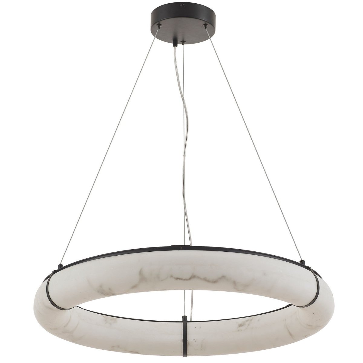Suspension Reuben - 27" Faux alabâtre / Noir mat by Dainolite | Luminaires & cie