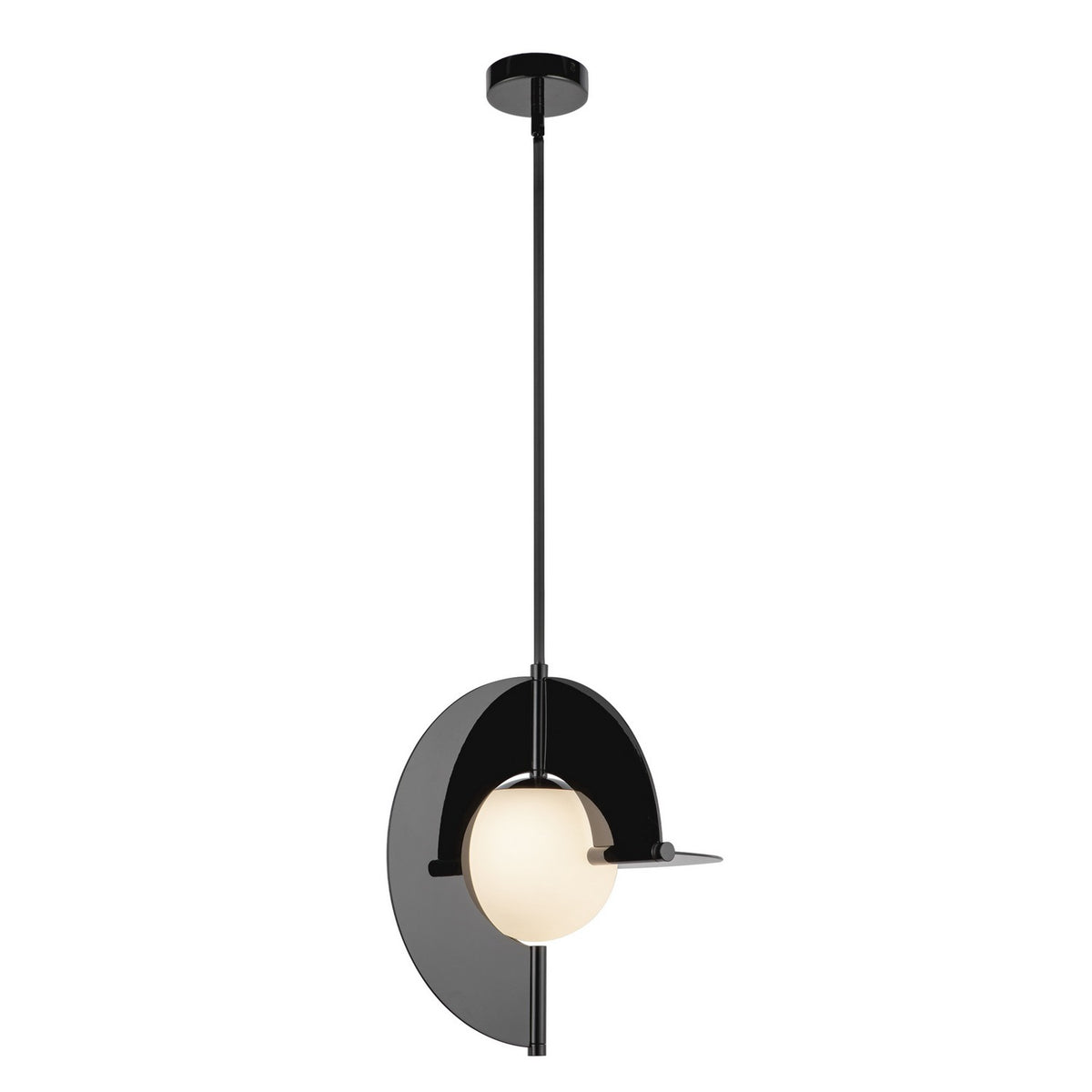 Suspension Scorpio Noir brillant / Verre opale – vue 3