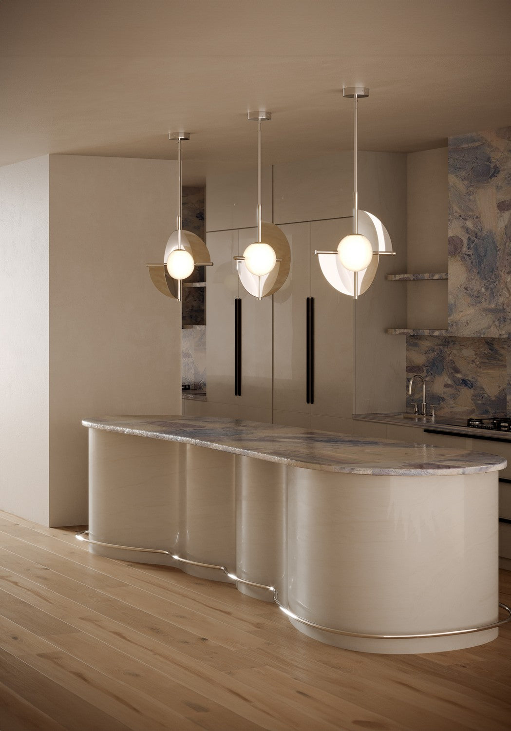 Suspension Scorpio Nickel poli / Verre opale – vue 5