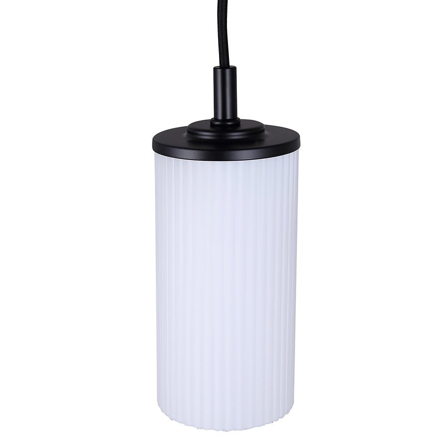 Suspension simple Kinslea - Noir mat Verre blanc by Canarm | Luminaires & cie