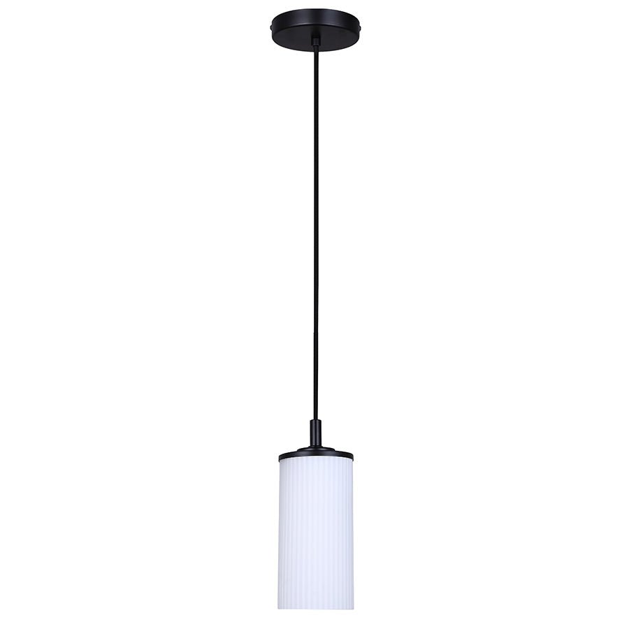 Suspension simple Kinslea - Noir mat Verre blanc by Canarm | Luminaires & cie