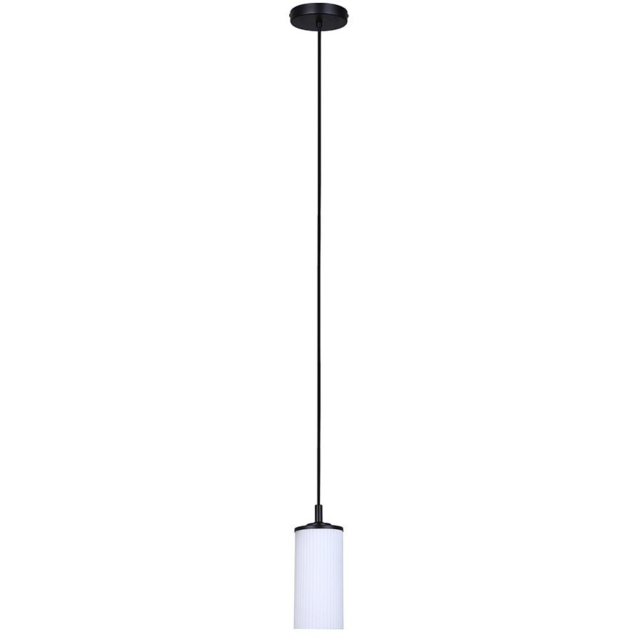 Suspension simple Kinslea - Noir mat Verre blanc by Canarm | Luminaires & cie