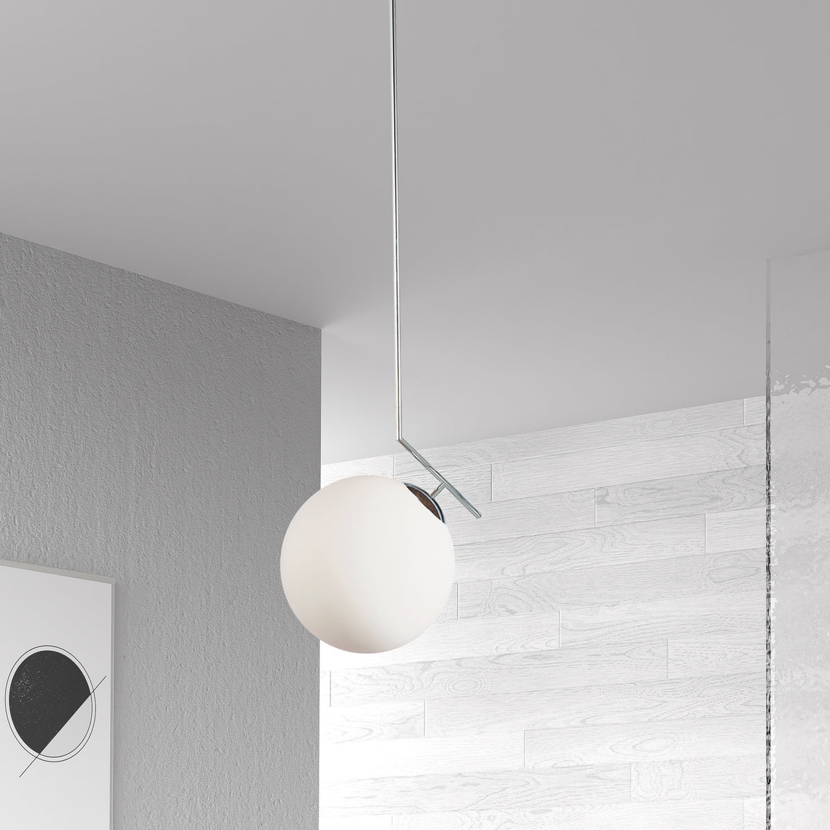Suspension Orion Blanc / Chrome poli – vue 2
