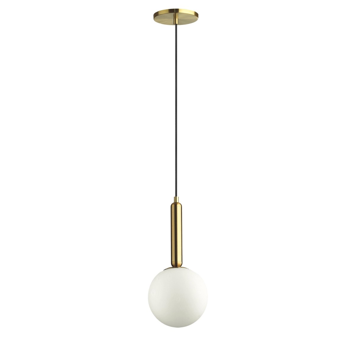 Suspension simple Tara - Laiton vieilli Blanc opal by Dainolite | Luminaires & cie
