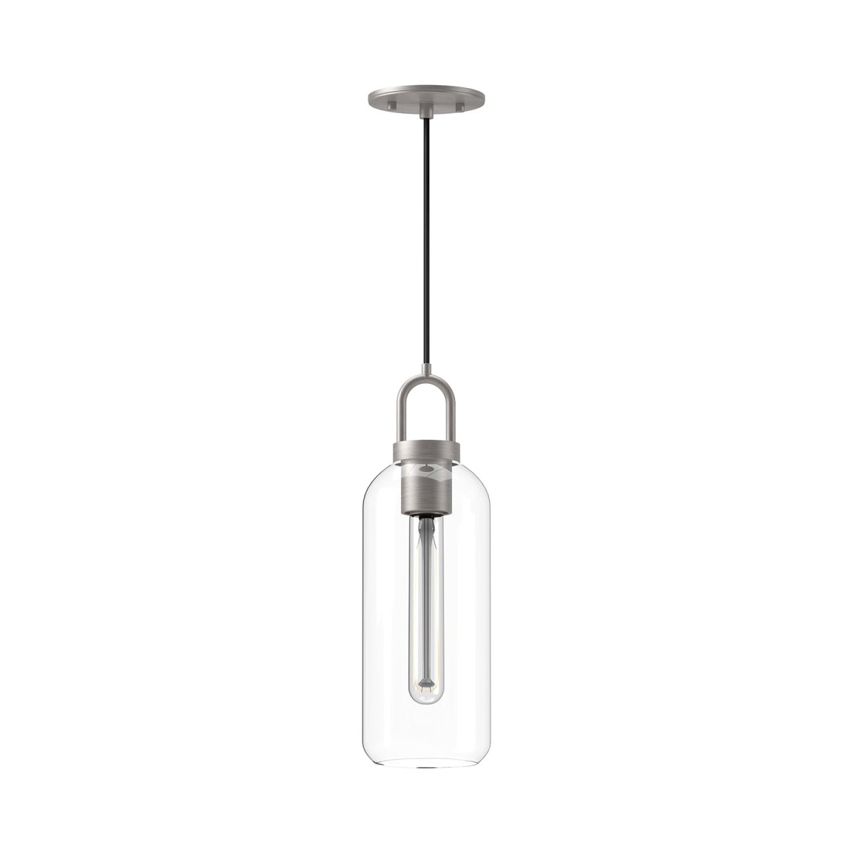 Suspension Soji - Nickel / verre transparent brossé 5 1/8" by Alora Lighting | Luminaires & cie