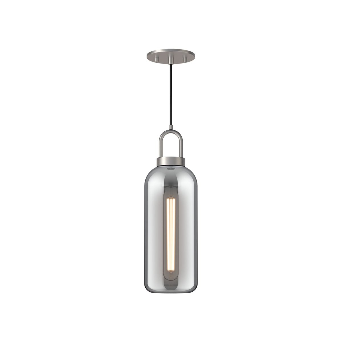 Suspension Soji - Nickel brossé / verre massif fumé 5 1/8" by Alora Lighting | Luminaires & cie