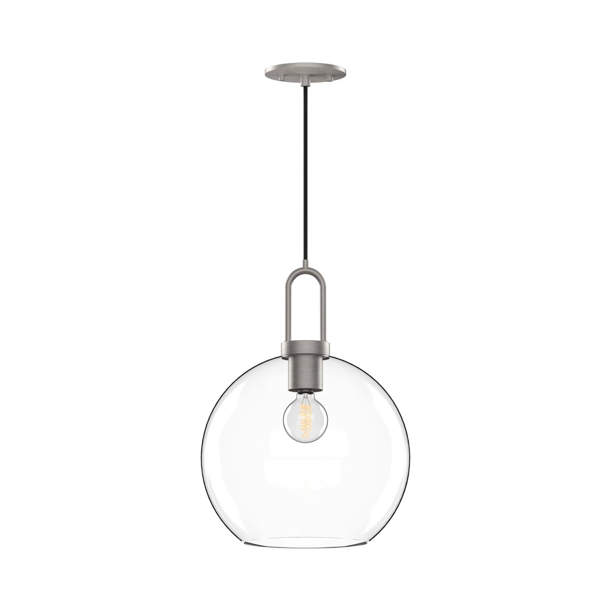 Suspension Soji - Nickel / verre transparent brossé 9 7/8" by Alora Lighting | Luminaires & cie