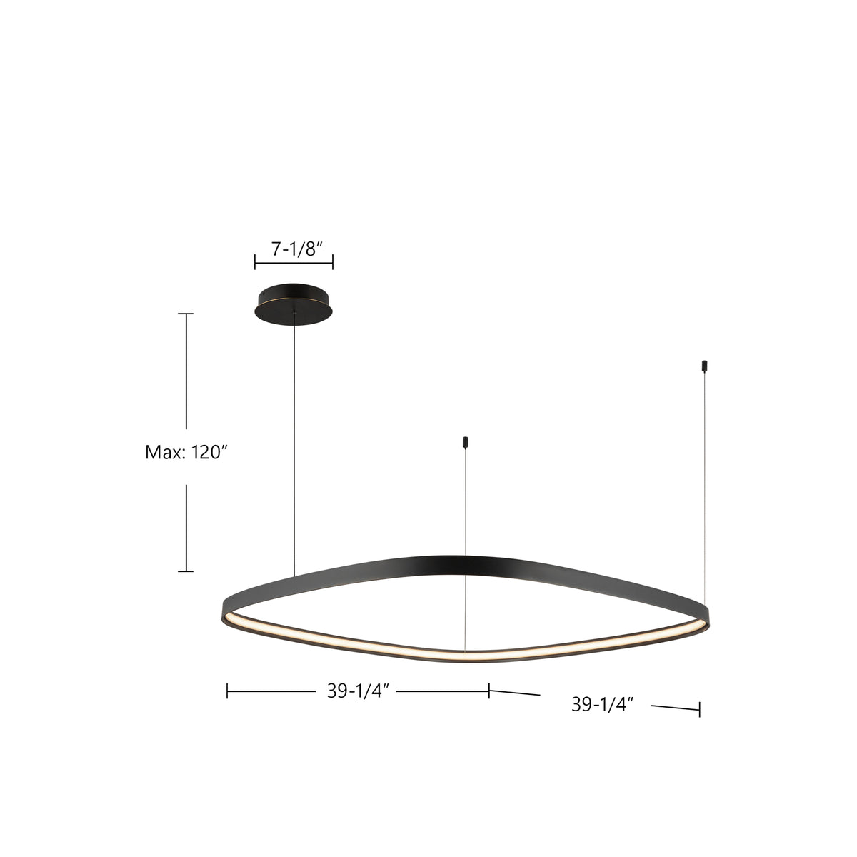 Suspension soucoupe Yukon Nickel poli – vue 3
