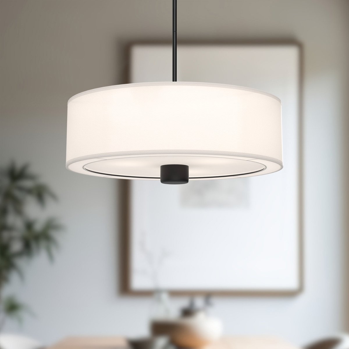Suspension Theo - Lin noir / blanc mat by Alora Lighting | Luminaires & cie