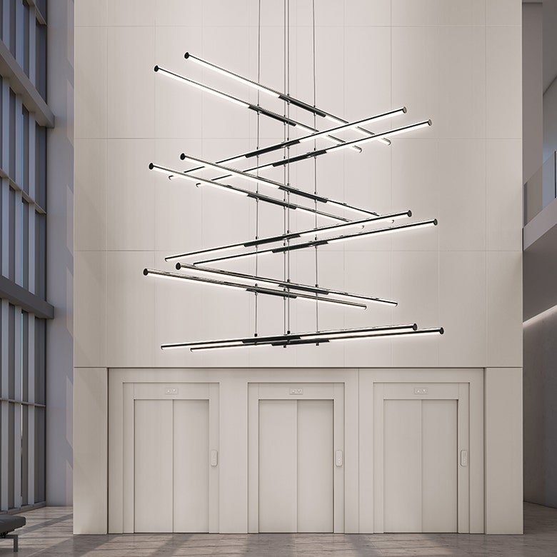 Suspension Tik - Tak Tandem - Chrome poli by Sonneman | Luminaires & cie