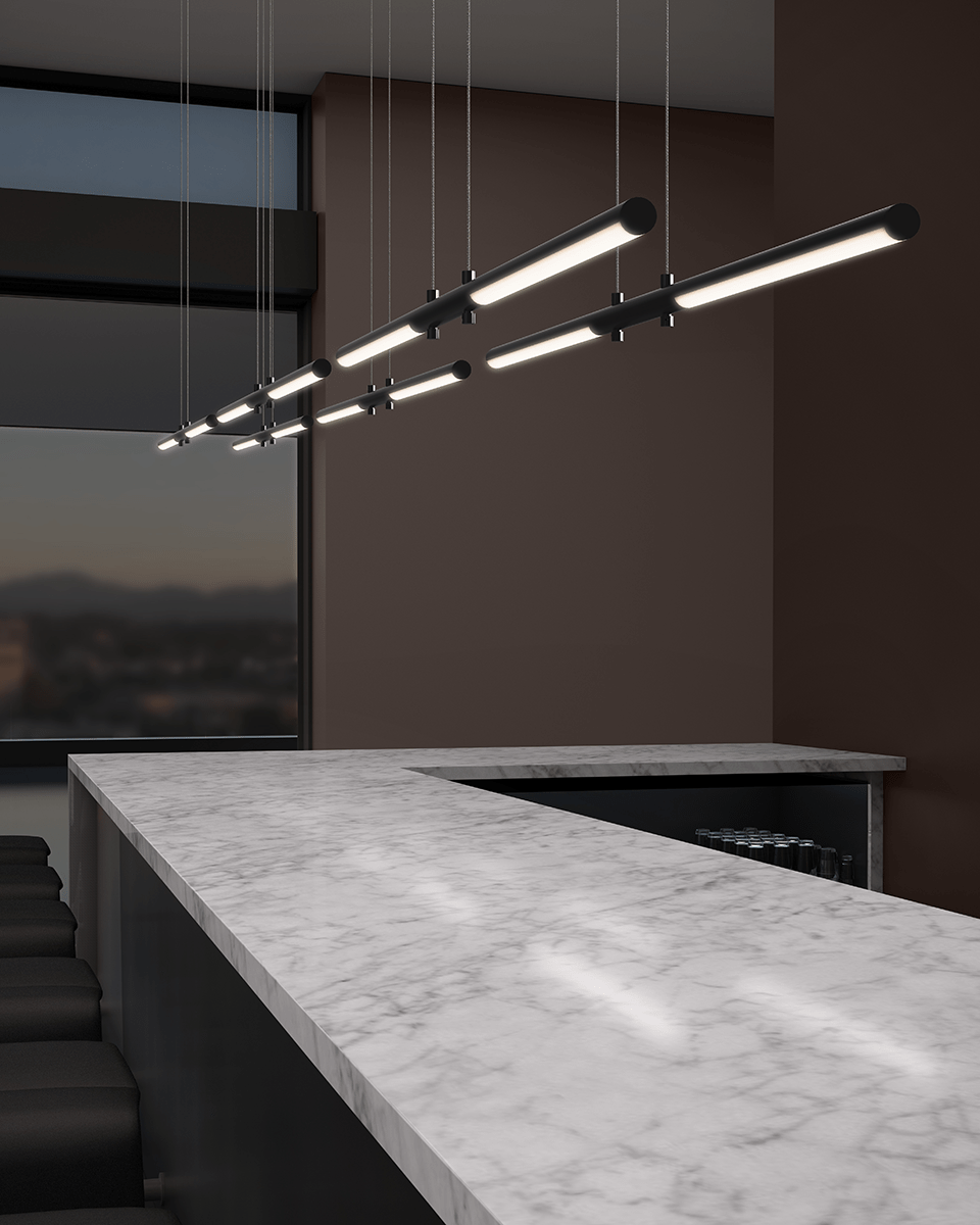 Suspension Tik - Tak Tandem - Chrome poli by Sonneman | Luminaires & cie