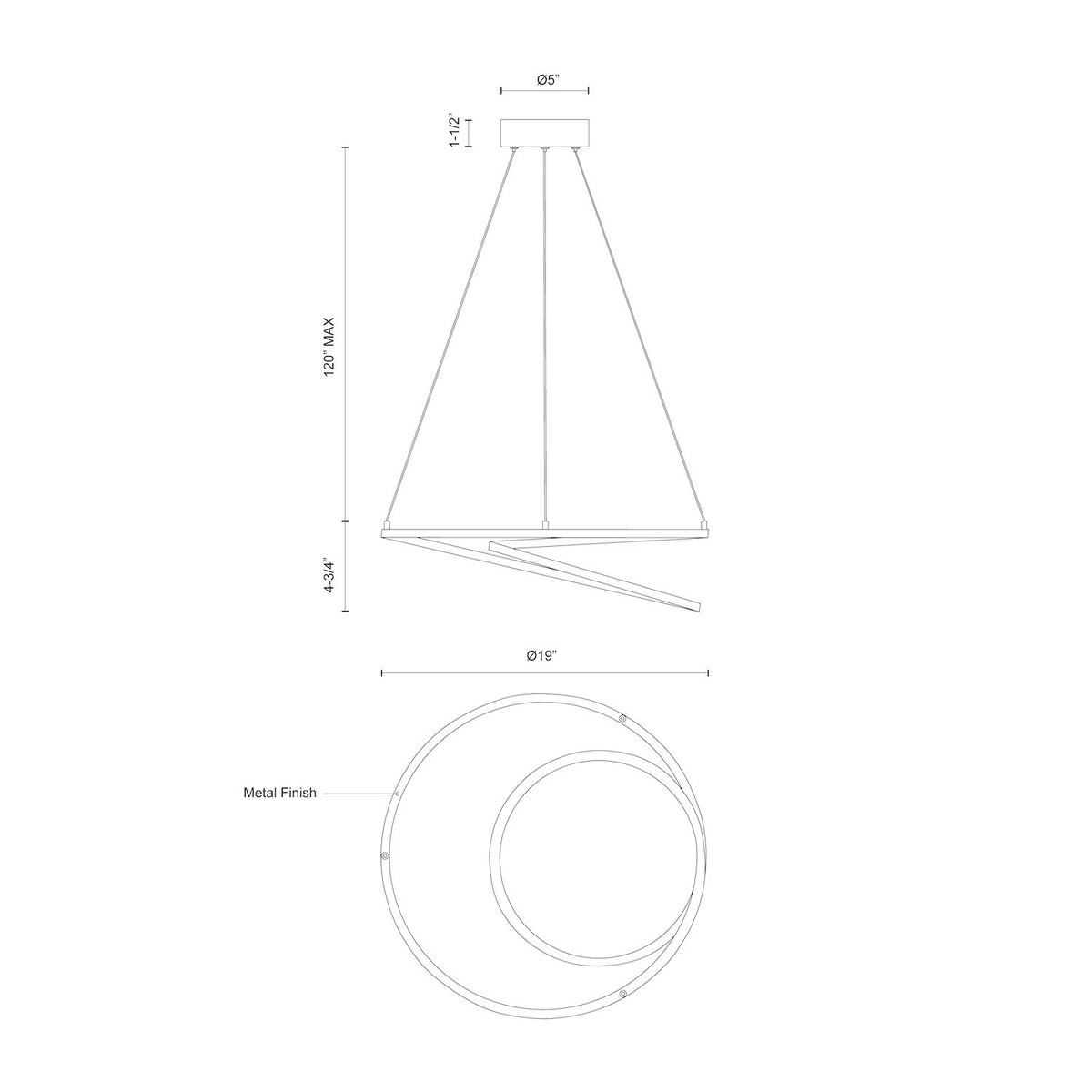 Suspension Twist Argent antique – vue 3
