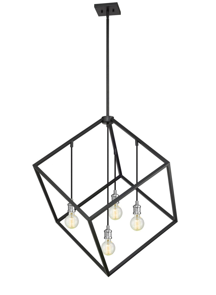 Suspension Vertical - Noir mat + Nickel brossé 34" by Z-Lite | Luminaires & cie