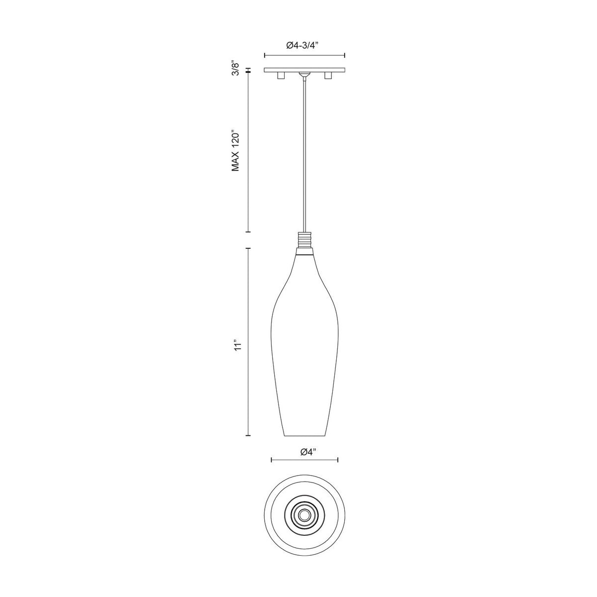 Mini-suspension Victoria 4" – vue 3