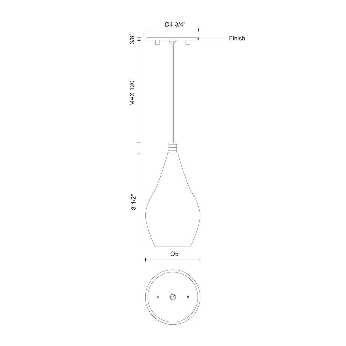 Mini-suspension Victoria 5" – vue 3