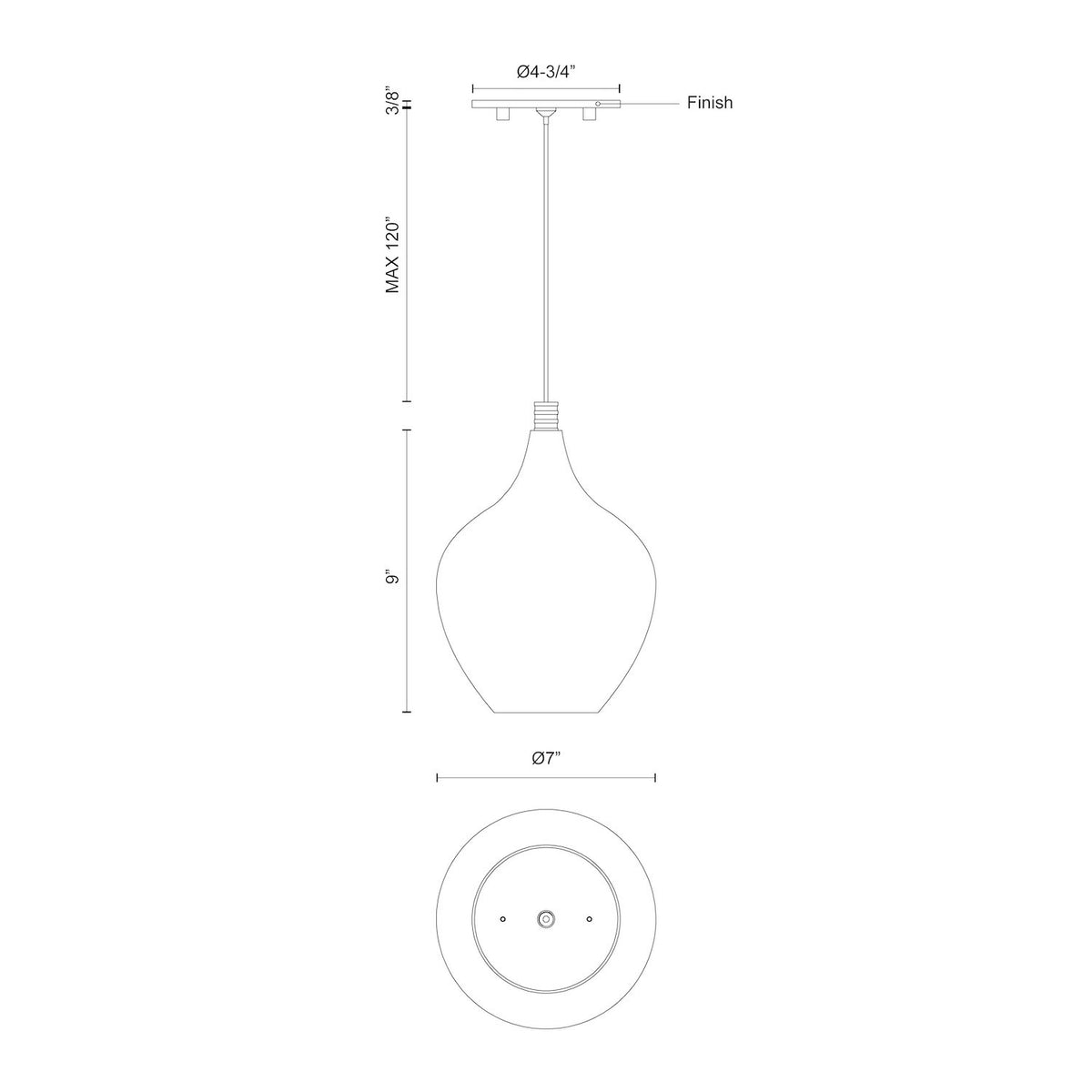 Mini-suspension Victoria 7" – vue 3