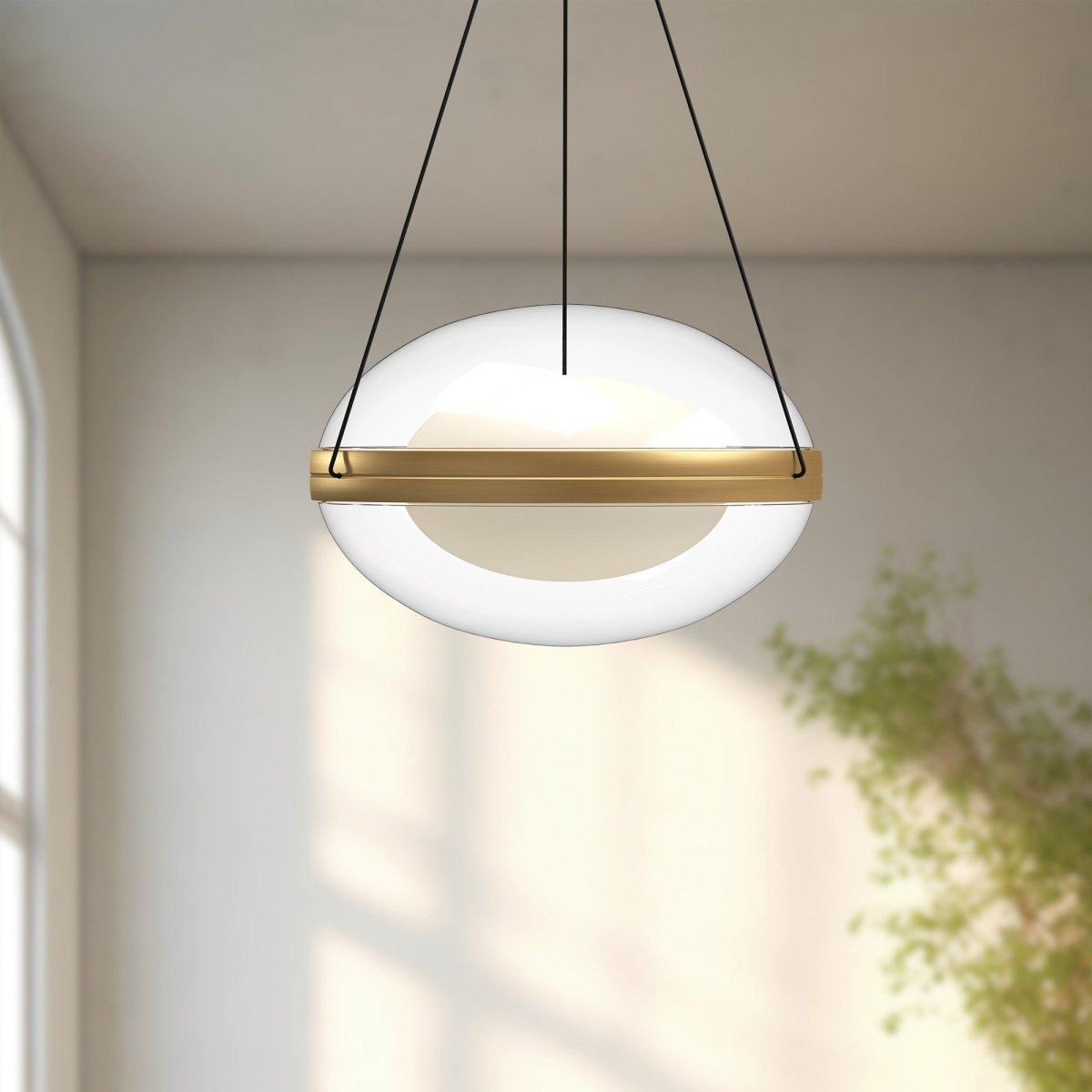 Suspension Virgo - Gold - or / Verre d'Opale 12 1/8" by Kuzco Lighting | Luminaires & cie