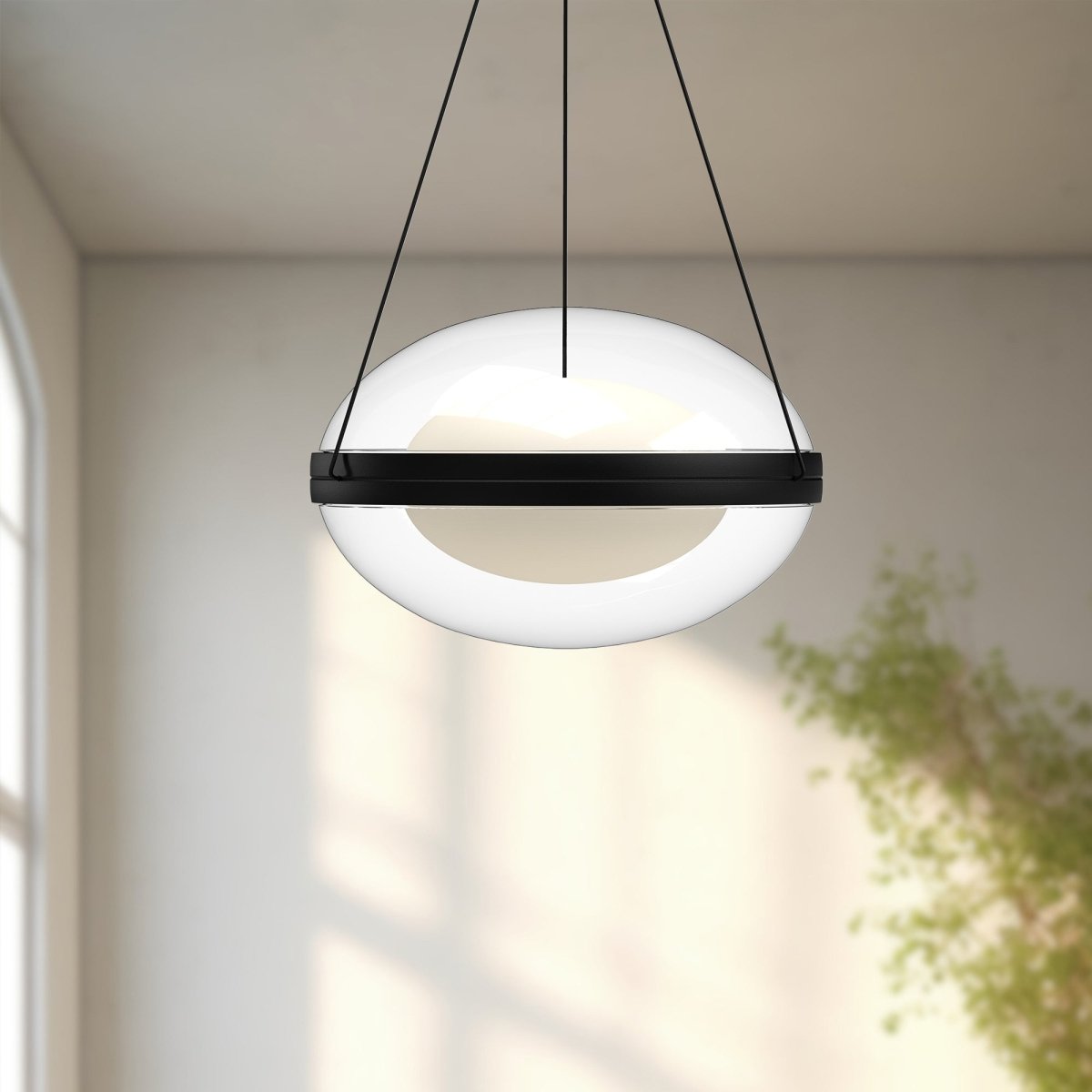 Suspension Virgo - Verre noir / opale 12 1/8" by Kuzco Lighting | Luminaires & cie