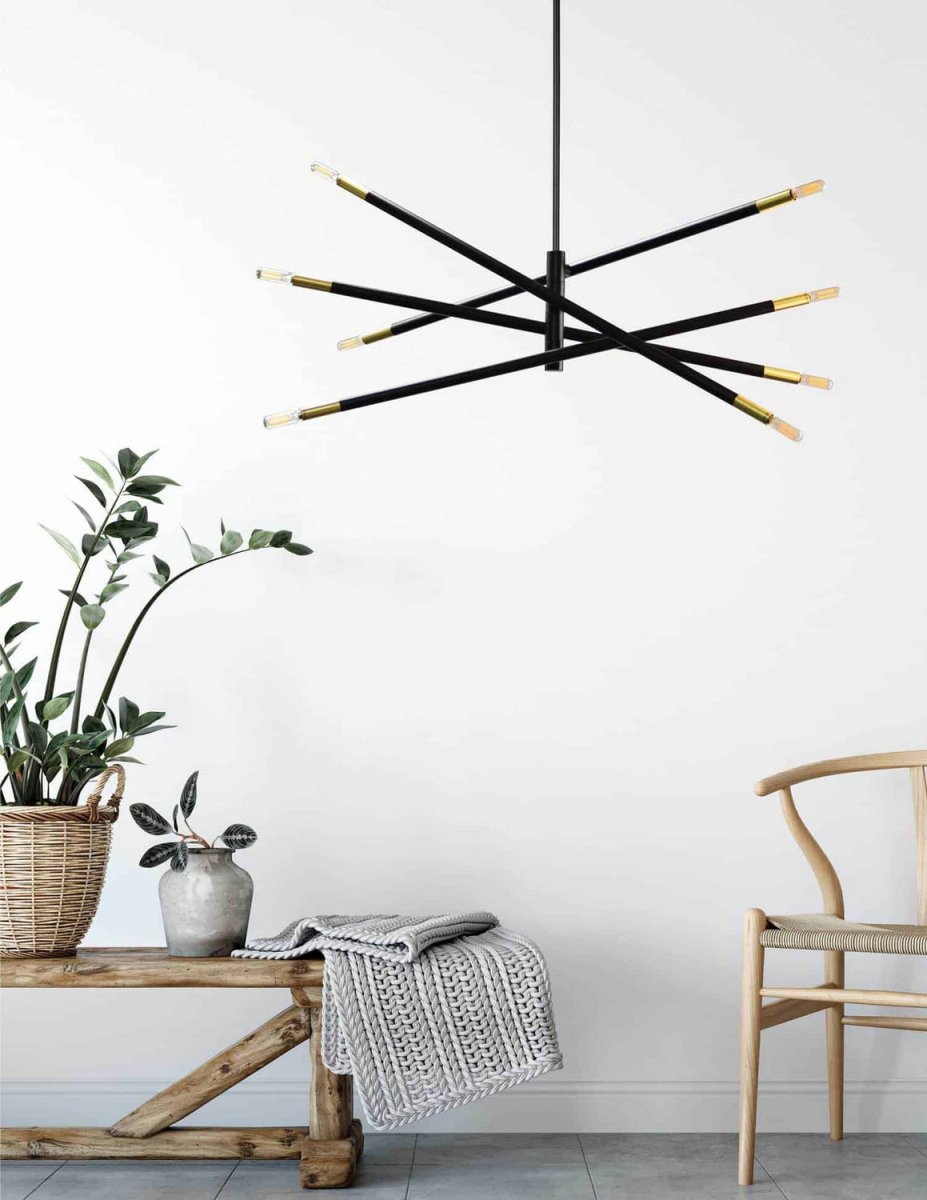 Suspension Wand - 50 Matte Black and Aged Brass by Dainolite | Luminaires & cie