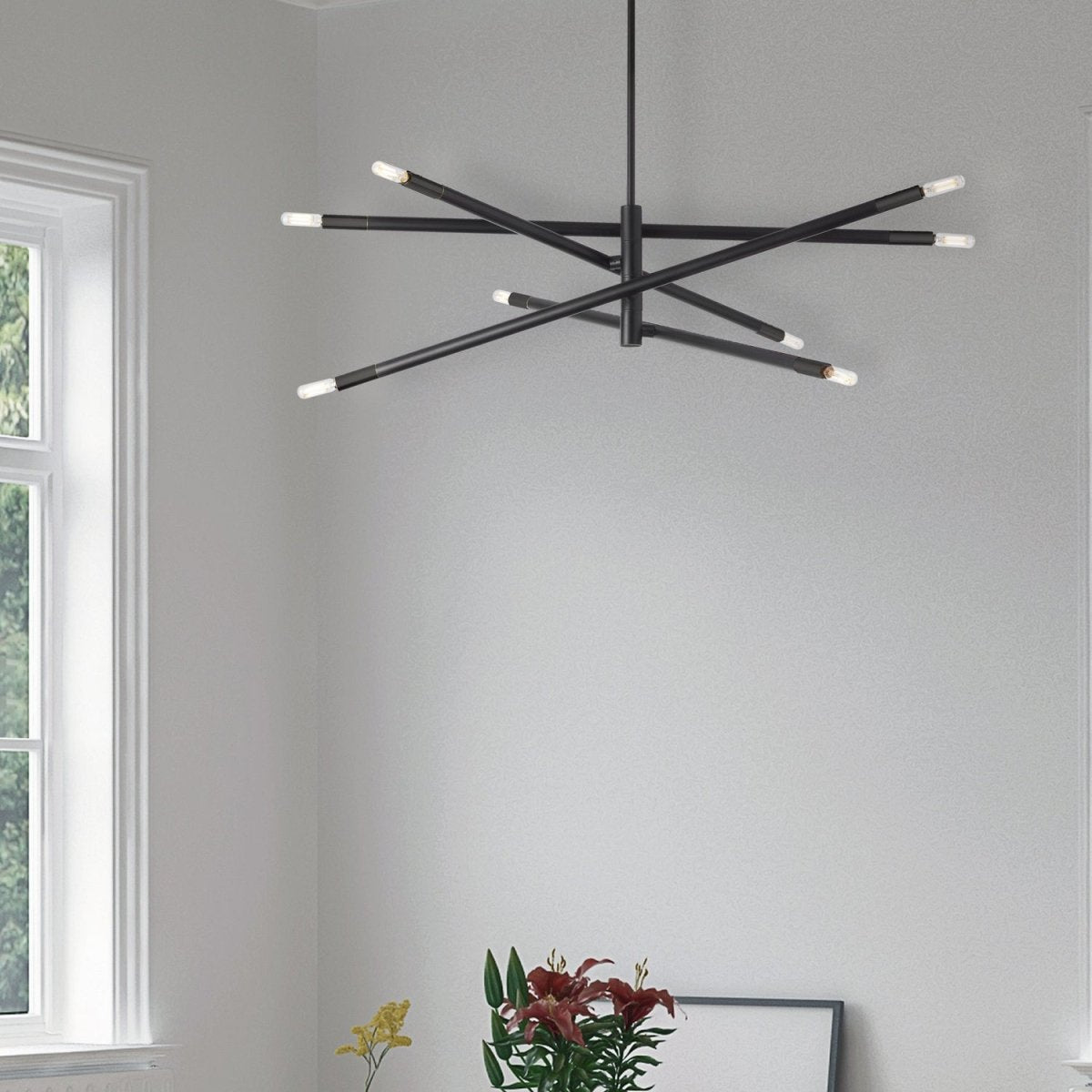 Suspension Wand - 50 Matte Black and Aged Brass by Dainolite | Luminaires & cie