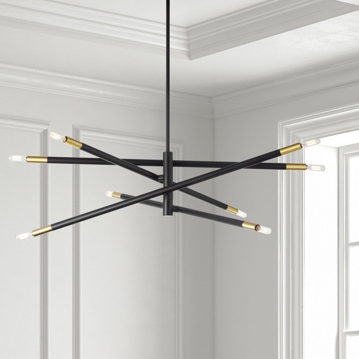 Suspension Wand - 50 Matte Black and Aged Brass by Dainolite | Luminaires & cie