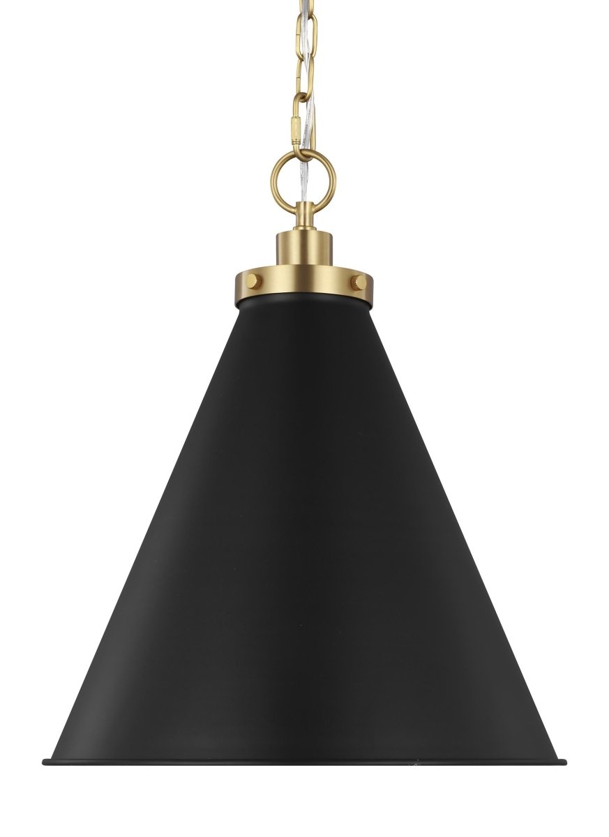 Suspension Wellfleet Cone - Noir de minuit et laiton brunis Noir de minuit 15 5/8" by Visual Comfort Studio | Luminaires & cie