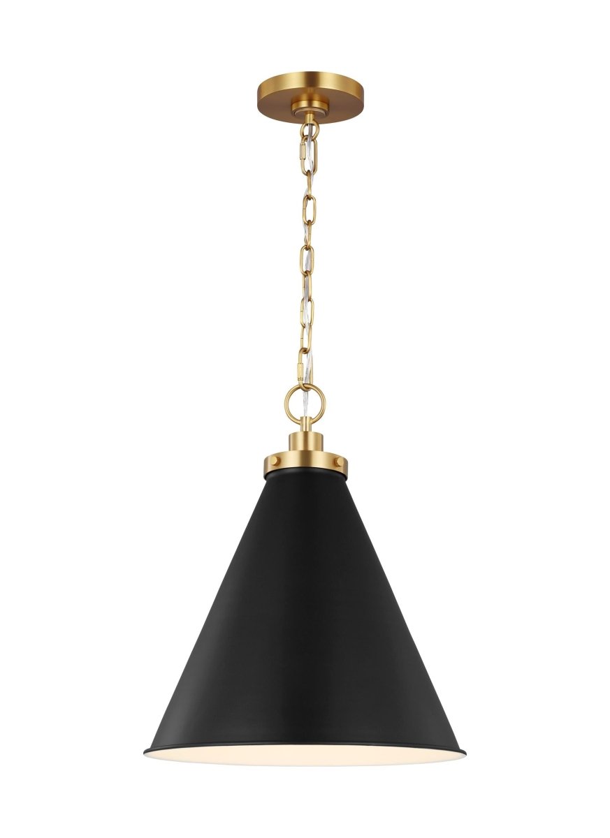 Suspension Wellfleet Cone - Noir de minuit et laiton brunis Noir de minuit 15 5/8" by Visual Comfort Studio | Luminaires & cie