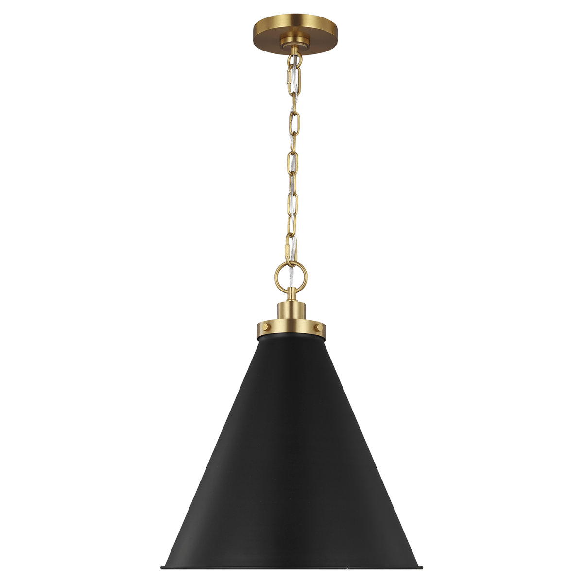 Suspension Wellfleet Cone - Noir de minuit et laiton brunis Noir de minuit 15 5/8" by Visual Comfort Studio | Luminaires & cie