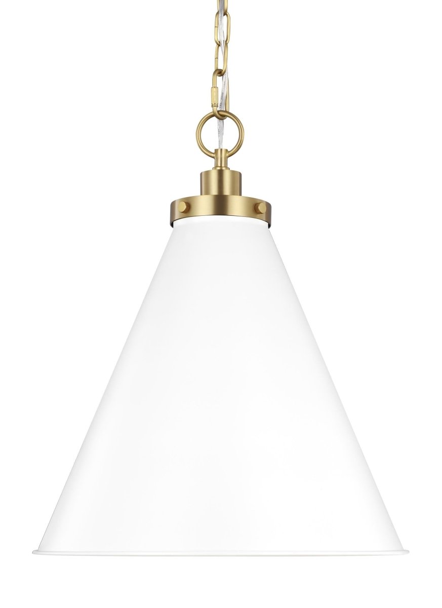 Suspension Wellfleet Cone - Matte blanc et laiton brûlé Blanc mat 15 5/8" by Visual Comfort Studio | Luminaires & cie