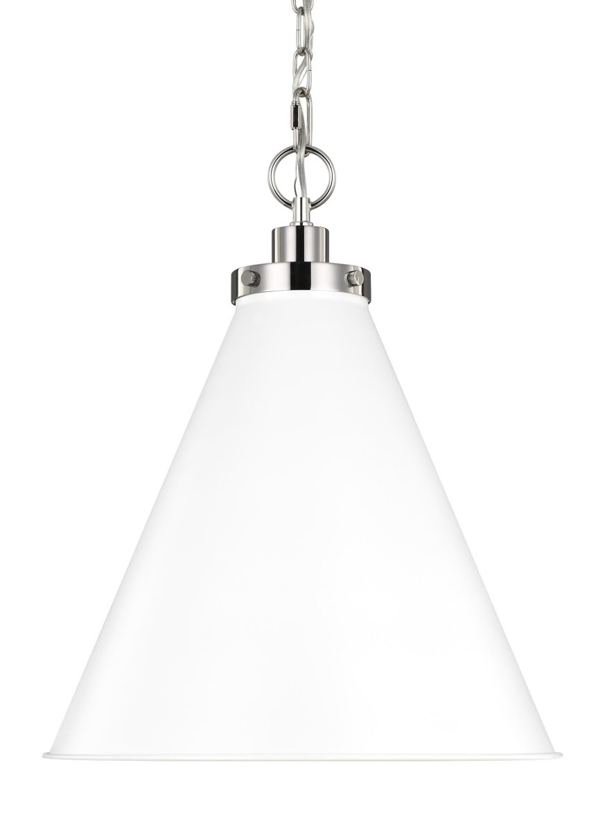 Suspension Wellfleet Cone - Nickel blanc et poli mat Blanc mat 15 5/8" by Visual Comfort Studio | Luminaires & cie