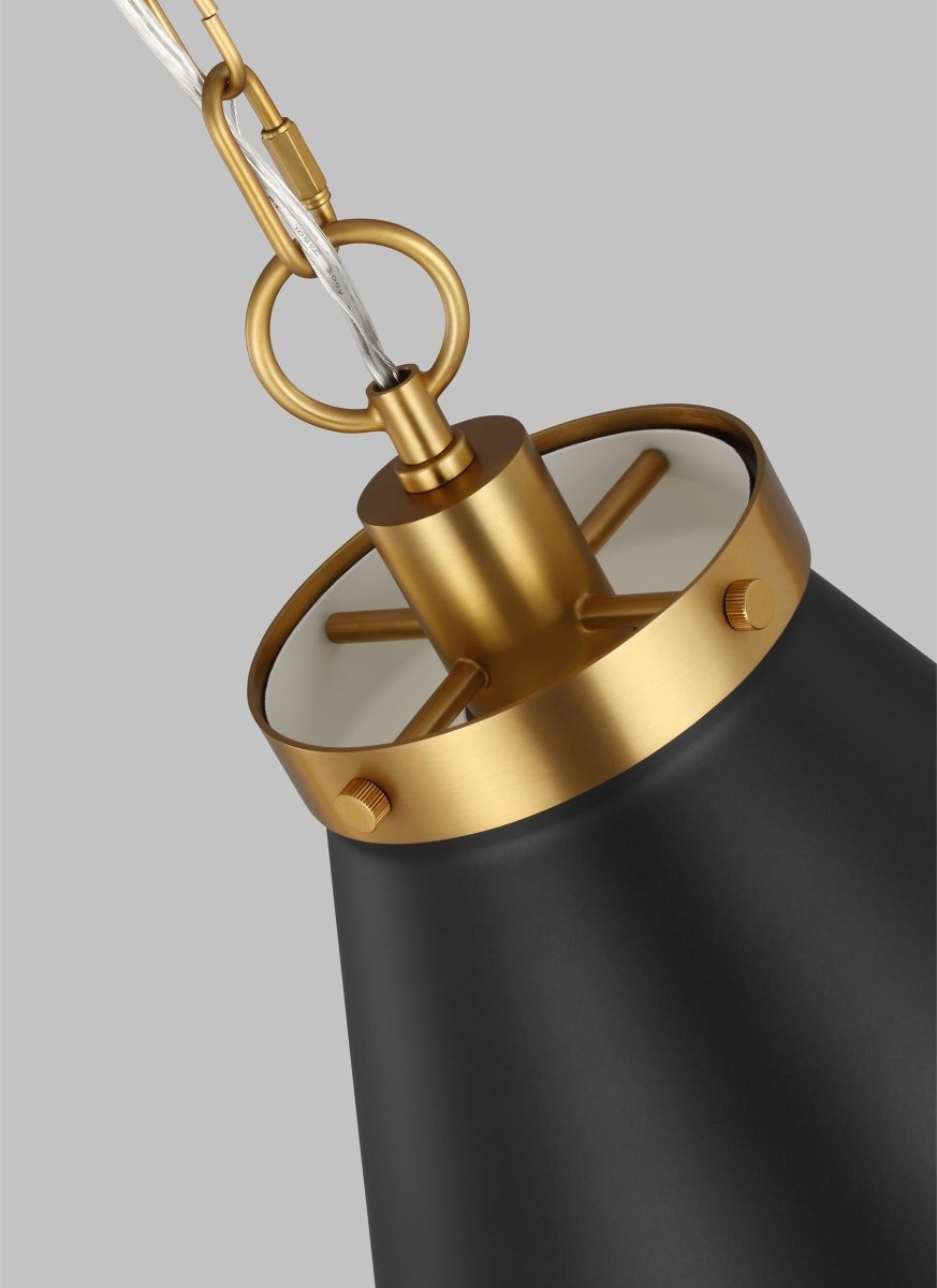 Suspension Wellfleet Cone - Noir de minuit et laiton brunis Noir de minuit 19 1/2" by Visual Comfort Studio | Luminaires & cie