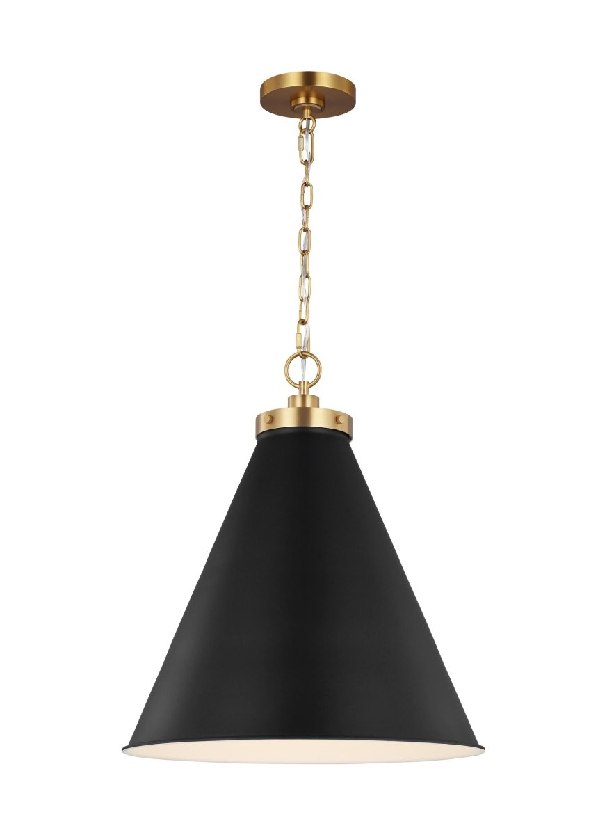 Suspension Wellfleet Cone - Noir de minuit et laiton brunis Noir de minuit 19 1/2" by Visual Comfort Studio | Luminaires & cie