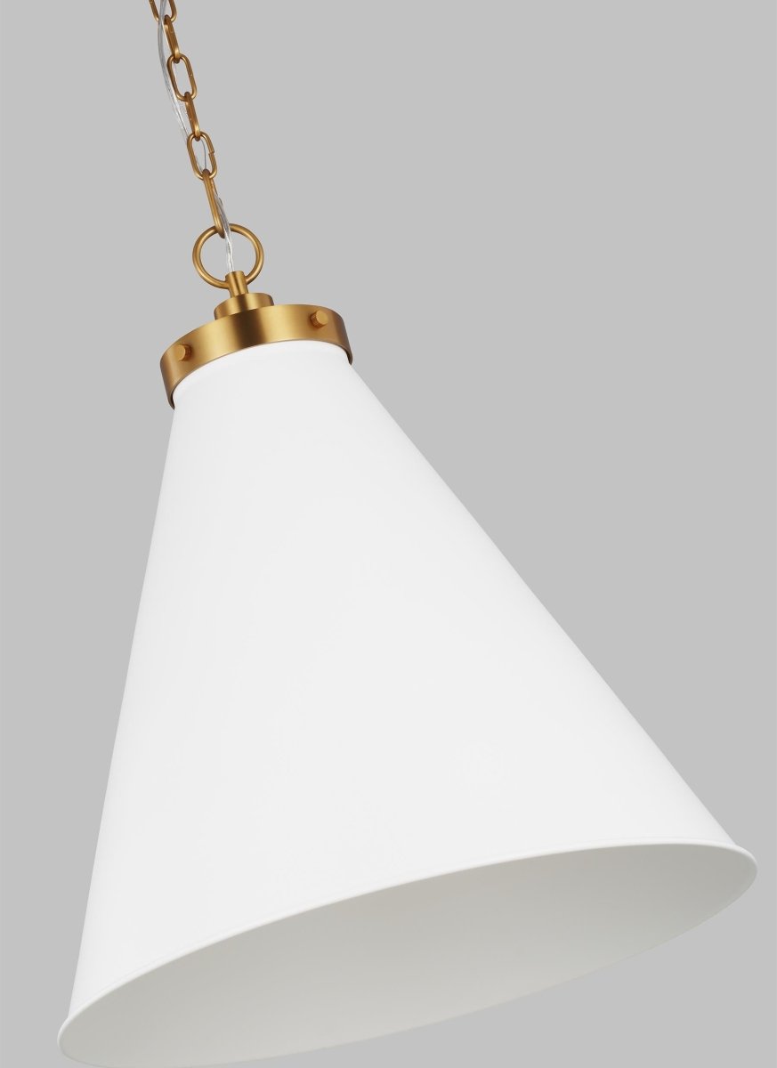 Suspension Wellfleet Cone - Matte blanc et laiton brûlé Blanc mat 19 1/2" by Visual Comfort Studio | Luminaires & cie