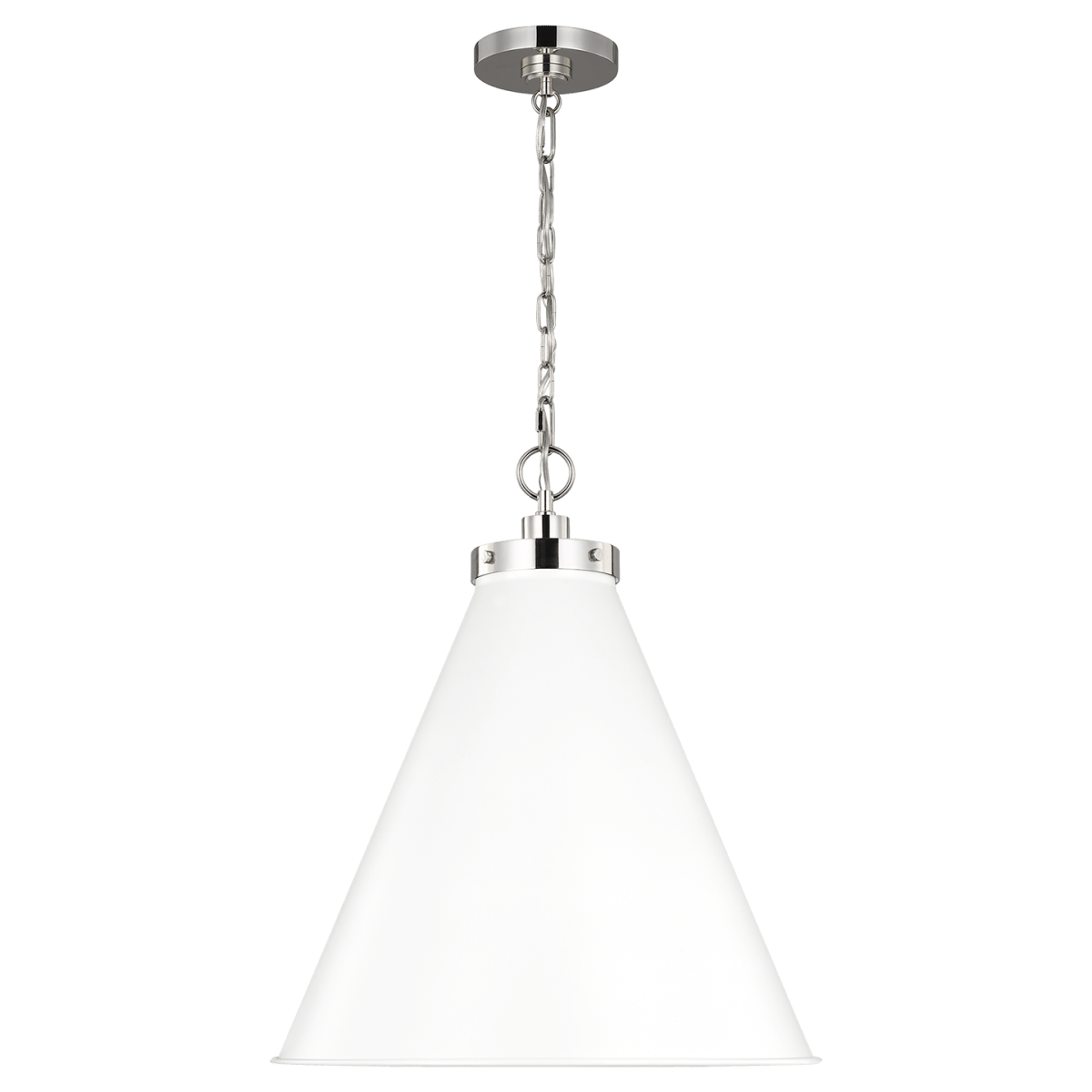 Suspension Wellfleet Cone - Nickel blanc et poli mat Blanc mat 19 1/2" by Visual Comfort Studio | Luminaires & cie