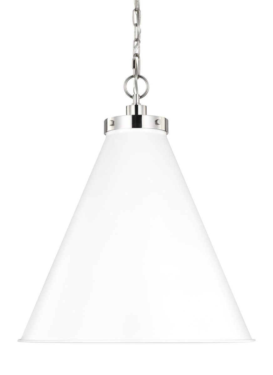 Suspension Wellfleet Cone - Nickel blanc et poli mat Blanc mat 19 1/2" by Visual Comfort Studio | Luminaires & cie
