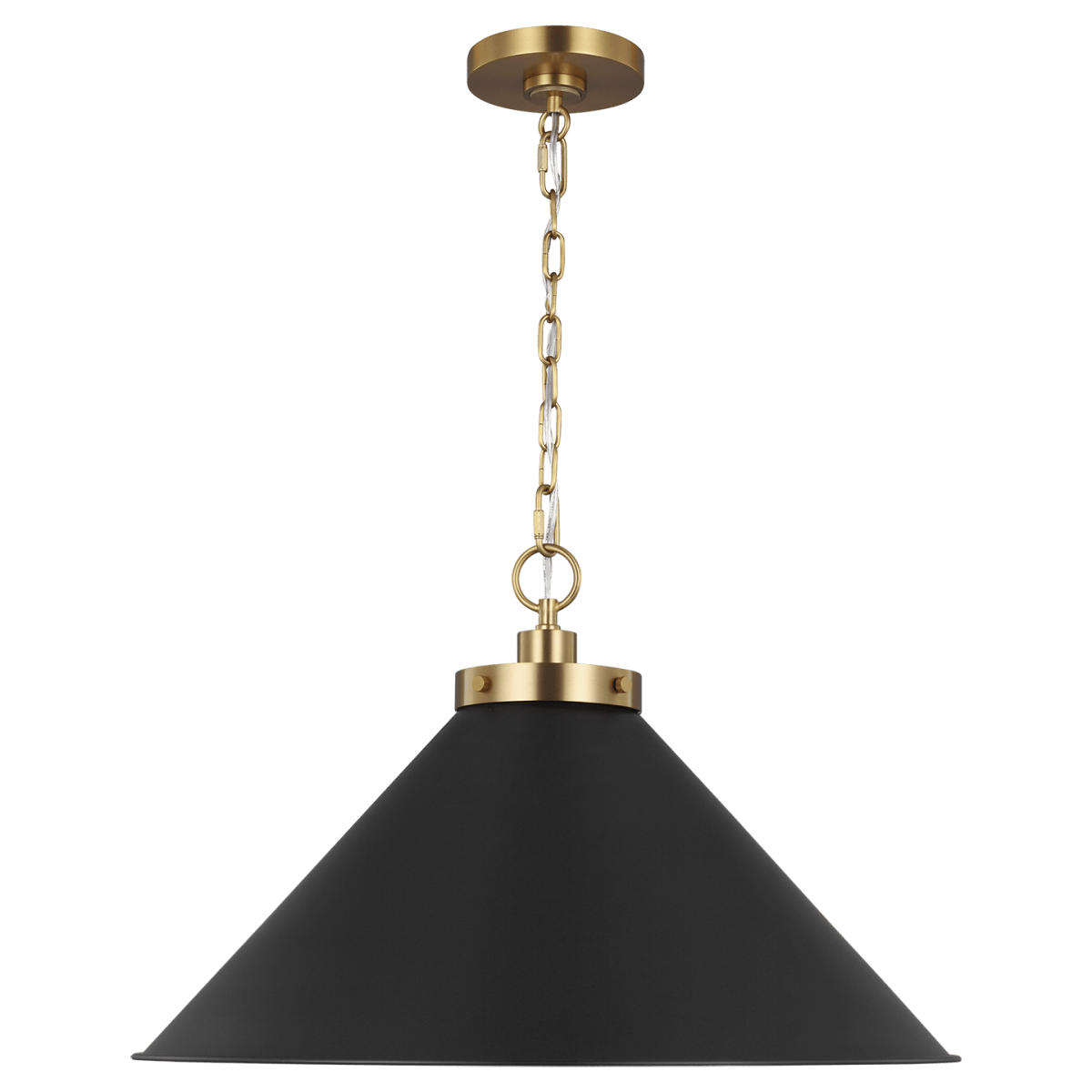 Suspension Wellfleet Cone - Noir de minuit et laiton brunis Noir de minuit 23 1/2" by Visual Comfort Studio | Luminaires & cie