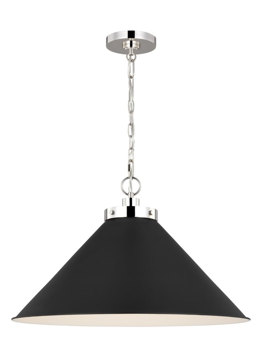 Suspension Wellfleet Cone - Nickel noir et raffiné de minuit Noir de minuit 23 1/2" by Visual Comfort Studio | Luminaires & cie
