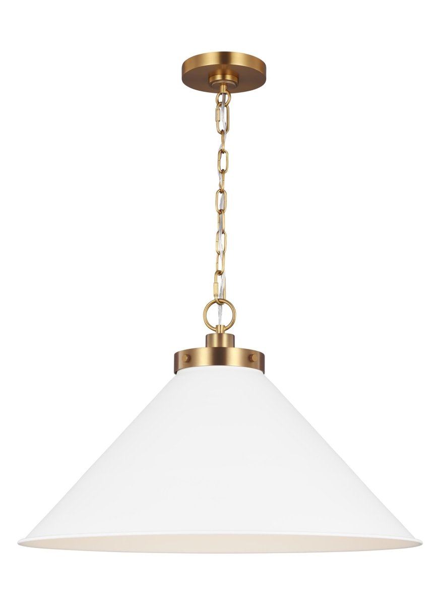 Suspension Wellfleet Cone - Matte blanc et laiton brûlé Blanc mat 23 1/2" by Visual Comfort Studio | Luminaires & cie