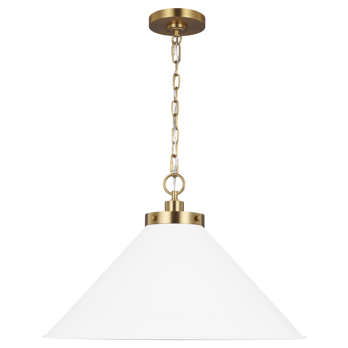 Suspension Wellfleet Cone - Matte blanc et laiton brûlé Blanc mat 23 1/2" by Visual Comfort Studio | Luminaires & cie