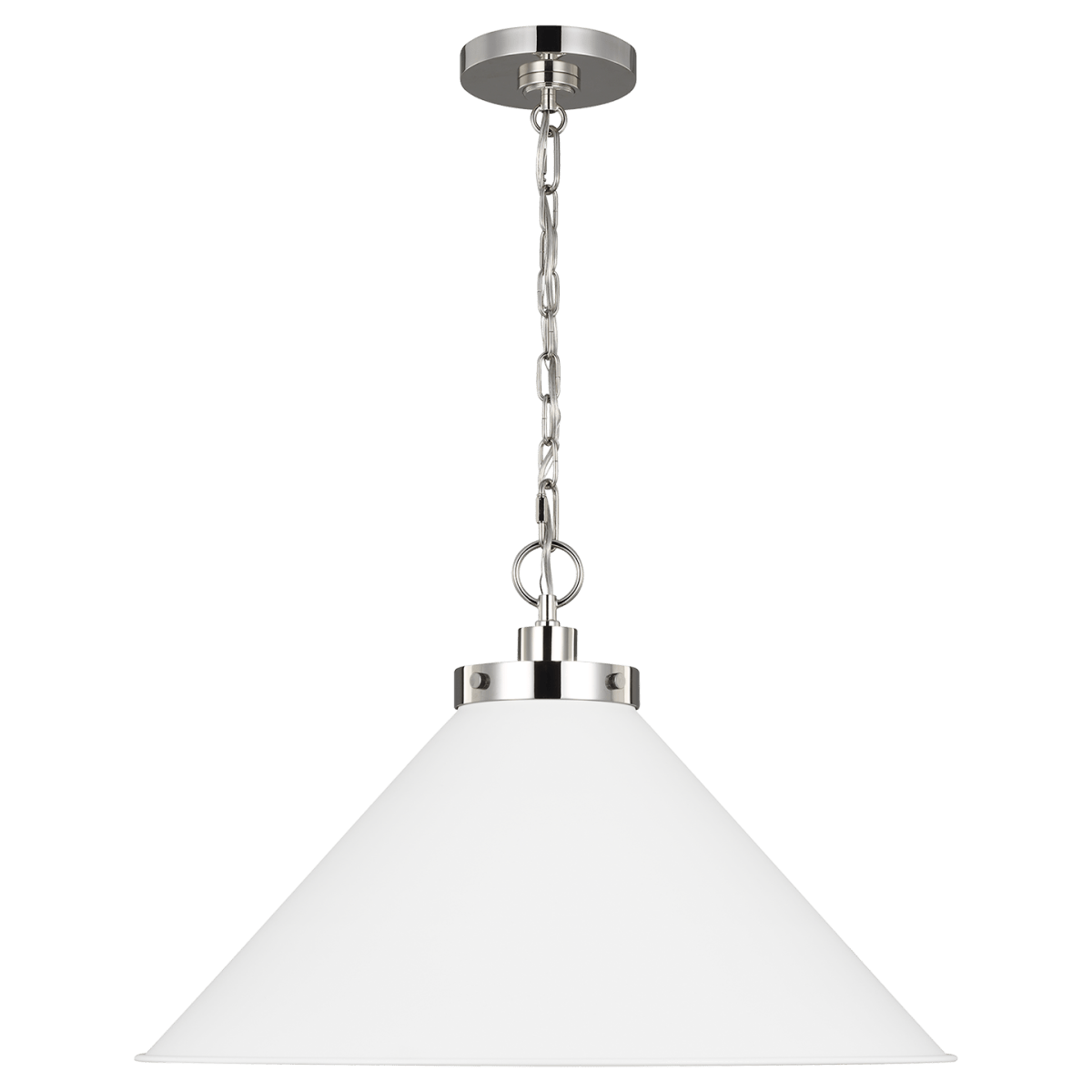 Suspension Wellfleet Cone - Nickel blanc et poli mat Blanc mat 23 1/2" by Visual Comfort Studio | Luminaires & cie