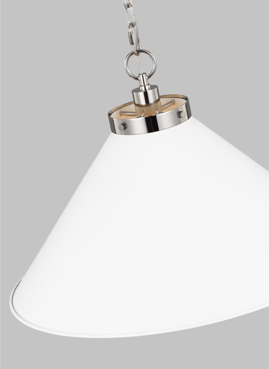 Suspension Wellfleet Cone - Nickel blanc et poli mat Blanc mat 23 1/2" by Visual Comfort Studio | Luminaires & cie