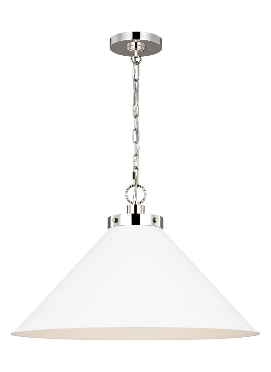Suspension Wellfleet Cone - Nickel blanc et poli mat Blanc mat 23 1/2" by Visual Comfort Studio | Luminaires & cie