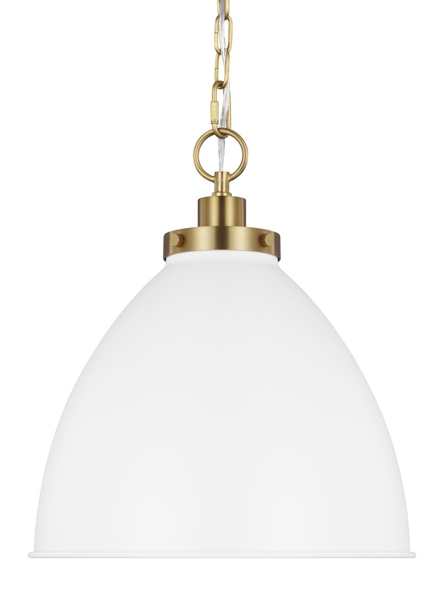 Suspension Wellfleet Dome - Matte blanc et laiton brûlé Blanc mat 15 5/8" by Visual Comfort Studio | Luminaires & cie