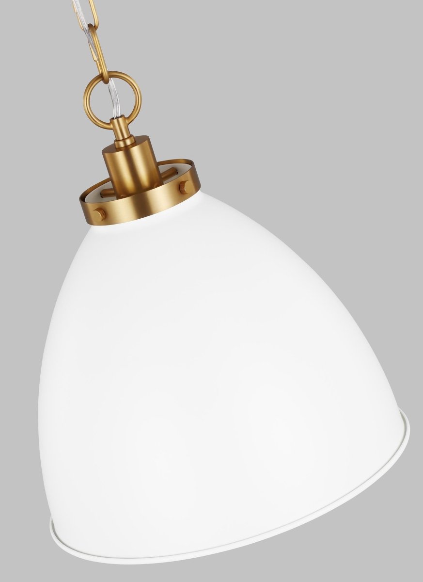 Suspension Wellfleet Dome - Matte blanc et laiton brûlé Blanc mat 15 5/8" by Visual Comfort Studio | Luminaires & cie