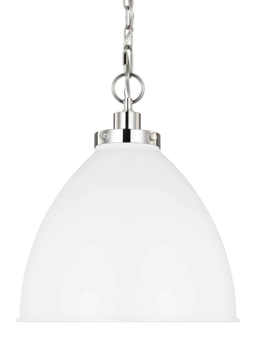 Suspension Wellfleet Dome - Nickel blanc et poli mat Blanc mat 15 5/8" by Visual Comfort Studio | Luminaires & cie