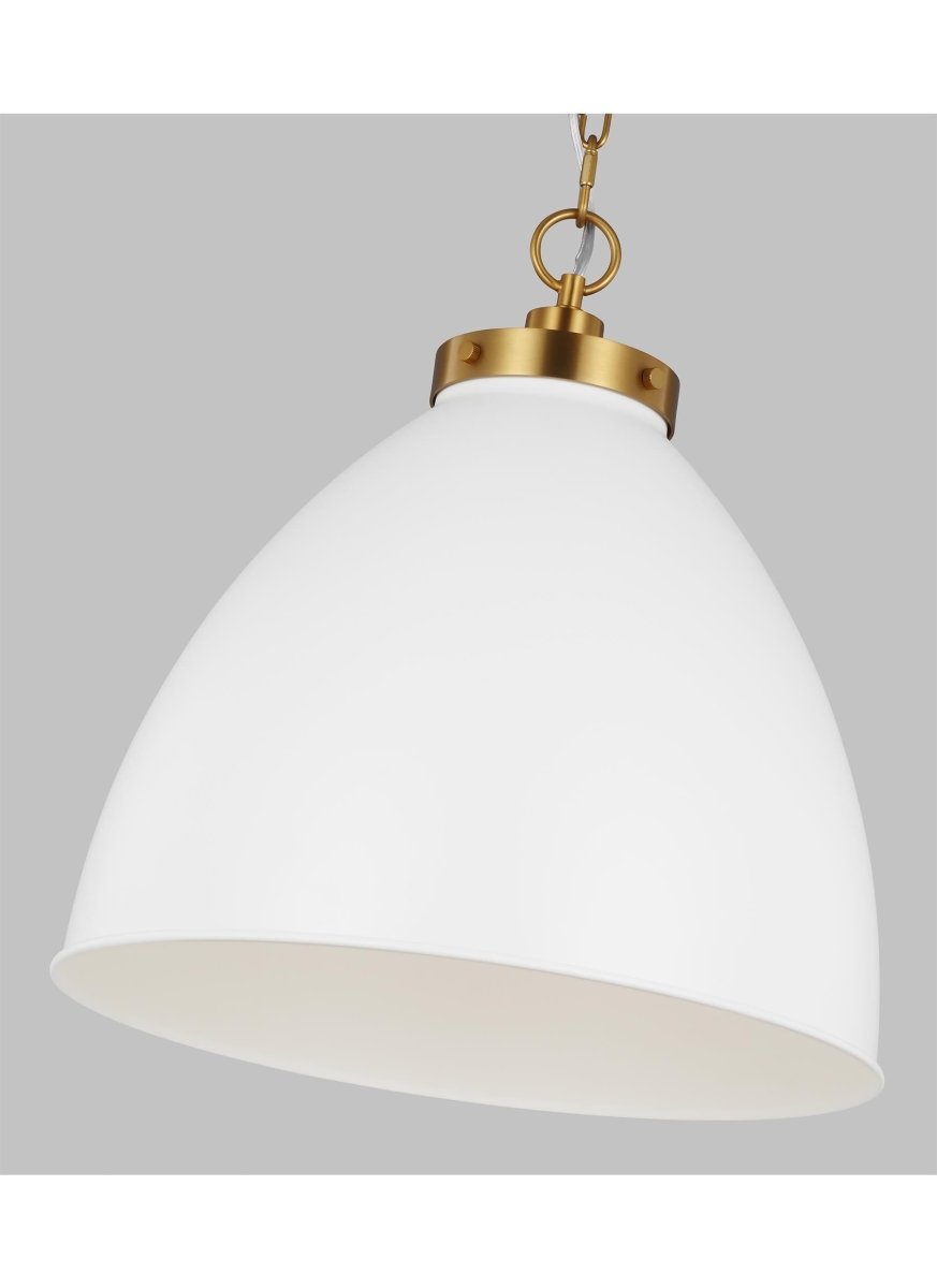Suspension Wellfleet Dome - Matte blanc et laiton brûlé Blanc mat 17 1/2" by Visual Comfort Studio | Luminaires & cie