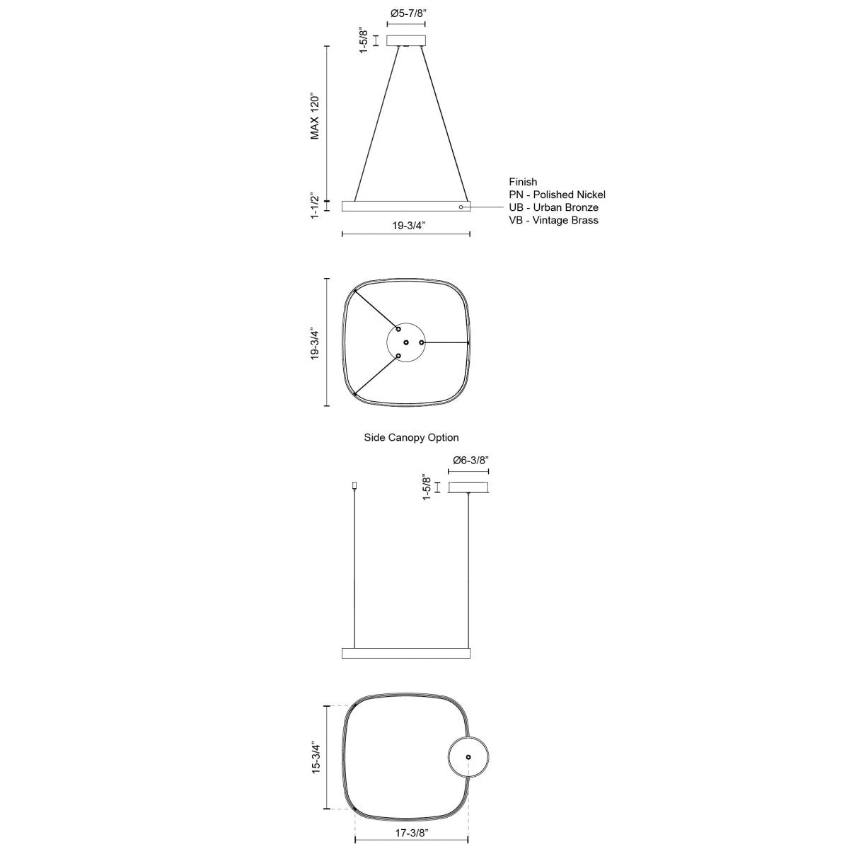Suspension Yukon - Nickel poli 19 3/4" by Kuzco Lighting | Luminaires & cie