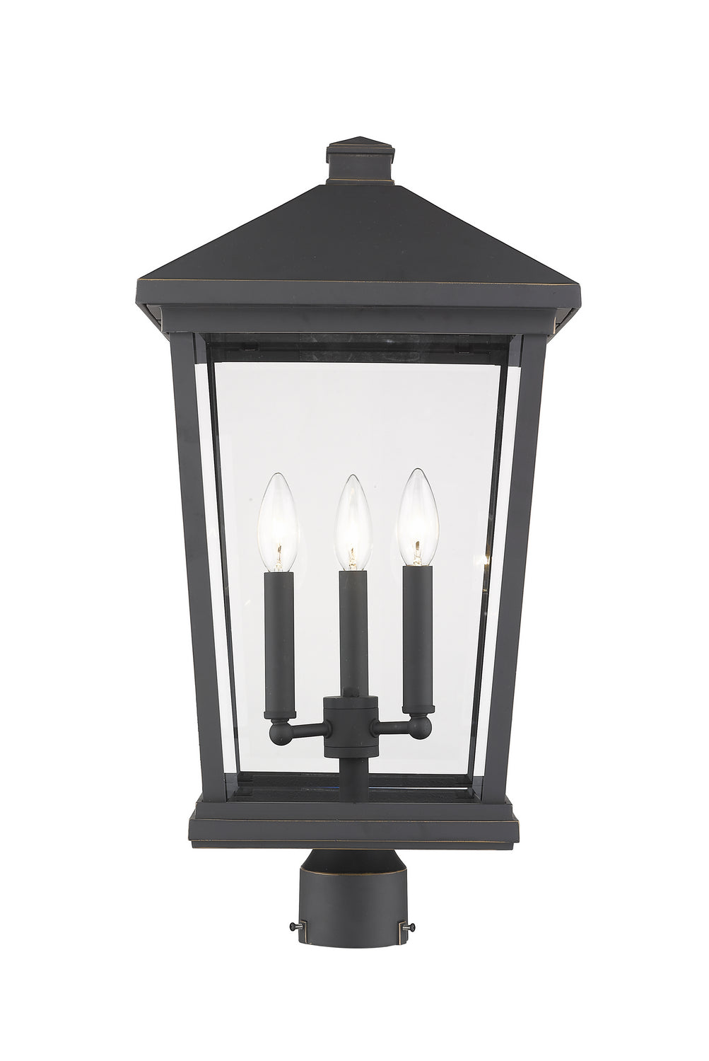 Tête de pôteau extérieure Beacon Rond, Bronze huilé, 12" – Z-Lite