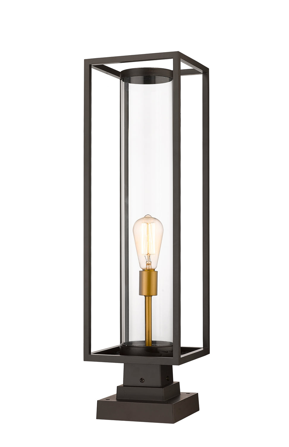 Tête de pôteau extérieure Dunbroch Bronze foncé + Laiton extérieur, 28 3/4" – Z-Lite