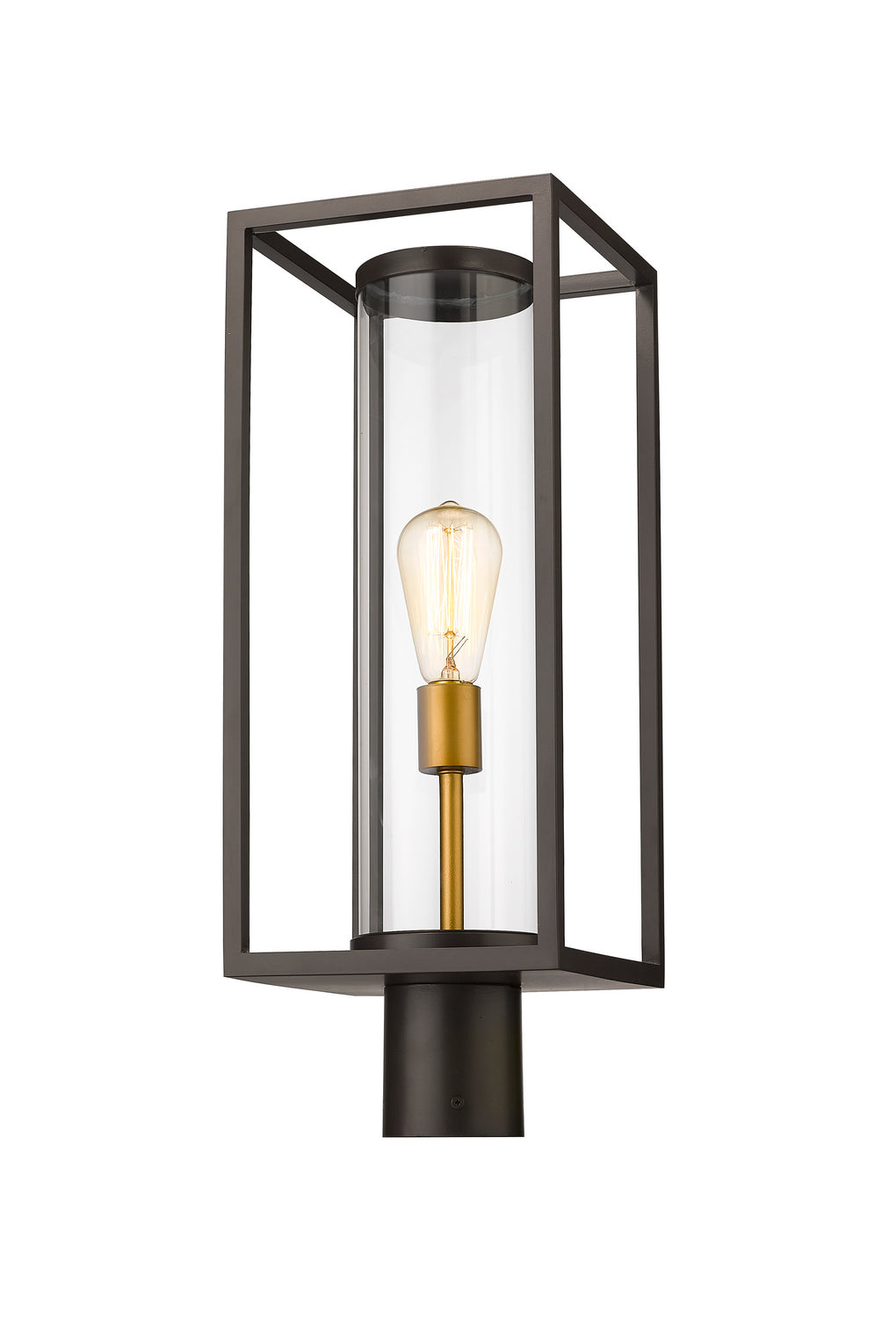 Tête de pôteau extérieure Dunbroch Bronze foncé + Laiton extérieur, 21 3/4" – Z-Lite